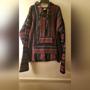 Black and Red Baja Style Hoodie. Made In Mexico.